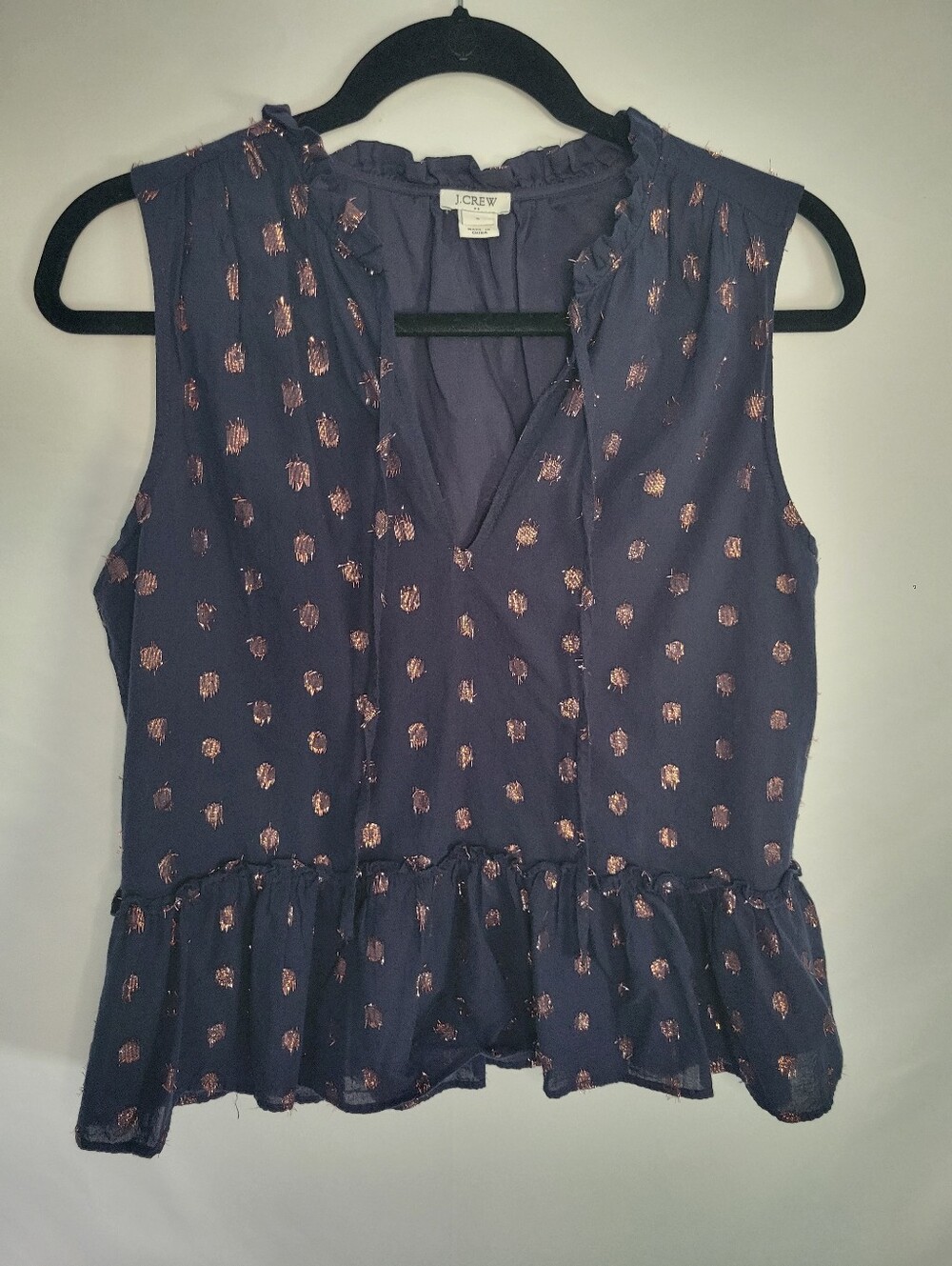J Crew Women Size Small Dark Blue Wirh Copper Sparkle Detail.